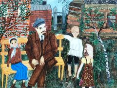 Верди Наталия 10 лет, Ленин и дети, акварель, белила, 1968 год, Дворец пионеров им. А.А.Жданова, СПб