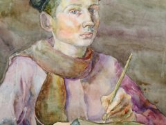 Юрий Татаев, 14 лет, Автопортрет, 1976 г., преп. Старкова Людмила Вячеславовна, Детская художественная школа г. Выборга, г. Выборг