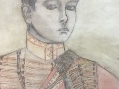 Евгений Митюшев, 13 лет. Автопортрет в историческом костюме. Школа - студия Радужка, г. Сыктывкар, пр. Тестова О. В. 1999