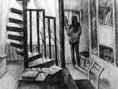 Ира Наместникова, 14 лет. В библиотеке художественной школы. ДХШ 1, г. Нижний Новгород. пр. Андреева В. И. 1999