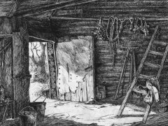 Анна Белоусова, 15 лет. У бабушки в деревне. ДХШ 1, г. Нижний новгород, пр. Пьянов К. В. 2003
