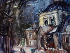 Валерия Журавлева, 14 лет. Зимний вечер. ДХШ, ст. Ленинградская, Краснодарский край, пр. Шамина Е. А. 2022
