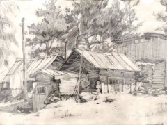 Ирина Ефимова, 15 лет, Дровник в Высоцке, 1971 г., преп. Бондарик Леонид Иванович, Детская художественная школа, г. Выборг