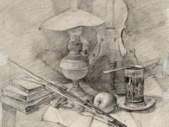 Анна Еременко, 14 лет, Натюрморт со скрипкой, 2005 г., преп. Бондарик Л.И., Детская школа искусств г. Выборга, г. Выборг