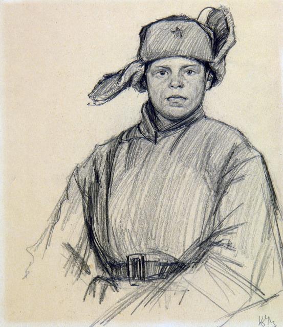 Константин Финогенов. Юный разведчик. Шевчук Володя. 1941 – 1945. Бумага, карандаш. 40 х 29. Калужский музей изобразительных искусств
