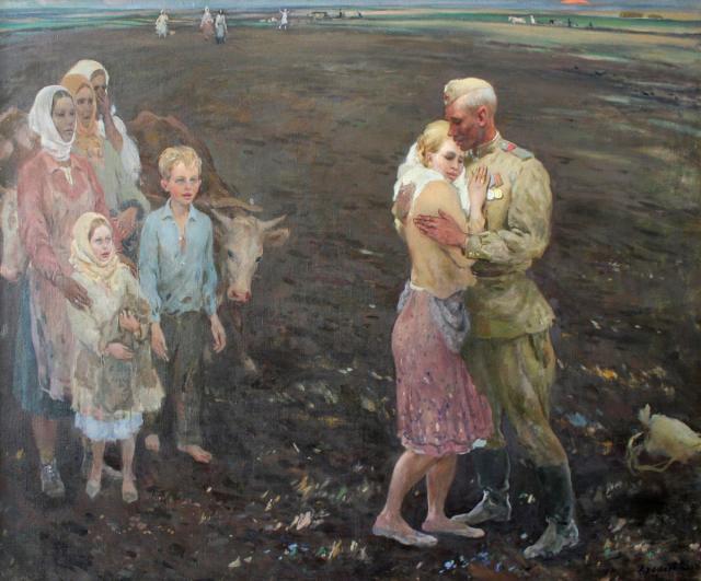 Василий Ерофеев. Возвращение Ивана. 1983. Холст, масло. 110 х 135. Магнитогорская Картинная галерея