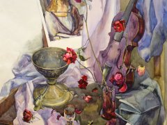 Аня Мозголова, 15 лет, учебный натюрморт по живописи, 1994 гг., педагог Людмила Вячеславовна Старкова, ДХШ, город Выборг.